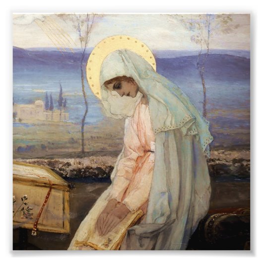 "De Maagd Maria" van Mikhail Nesterov Foto Afdruk (Voorkant)