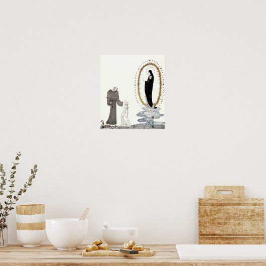 De Maagd Mary geeft de baby's van de jonge koningi Poster (Keuken)