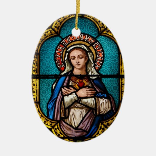 De Maagd Mary Keramisch Ornament (Voorkant)