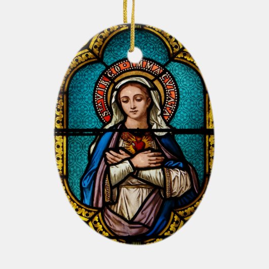 De Maagd Mary Keramisch Ornament (Achterkant)