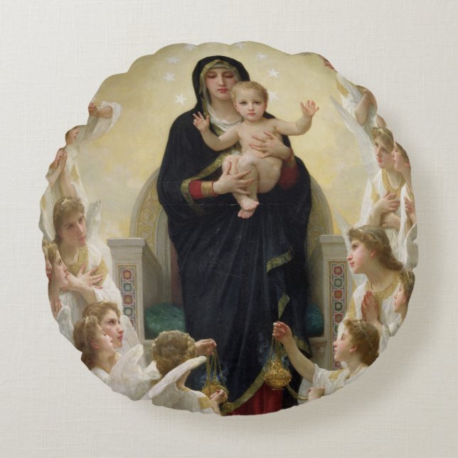 De Maagd met Angels, 1900 2 Rond Kussen (Voorkant)