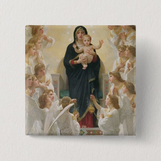 De Maagd met Angels, 1900 Vierkante Button 5,1 Cm (Voorkant)