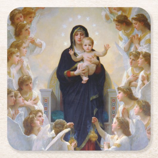 De Maagd met Angels, Bouguereau Kartonnen Onderzetters (Voorkant)