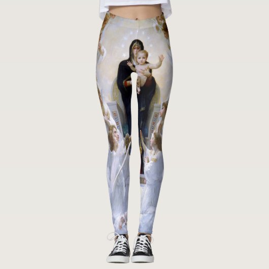 De Maagd met Angels van William Bouguereau Leggings (Voorkant)