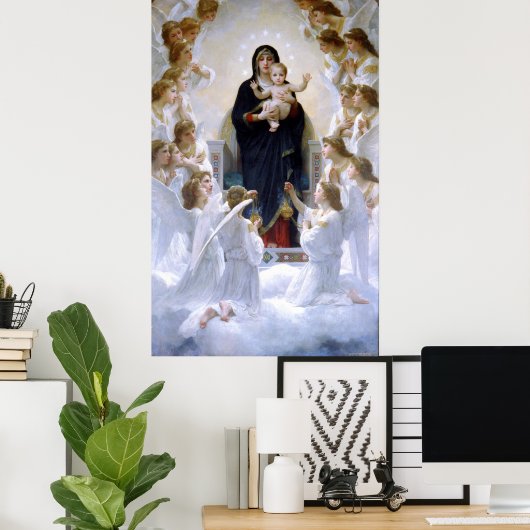 De Maagd met Angels van William Bouguereau Poster (Thuiskantoor)