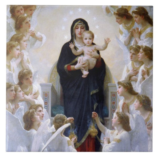 De Maagd met Angels van William Bouguereau Tegeltje (Voorkant)