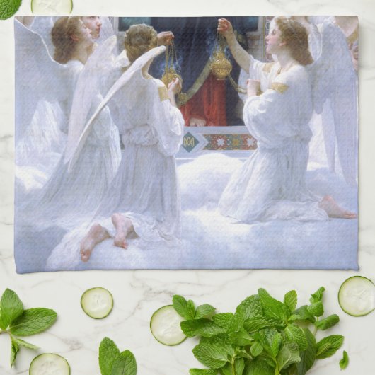 De Maagd met Angels van William Bouguereau Theedoek (Gevouwen)
