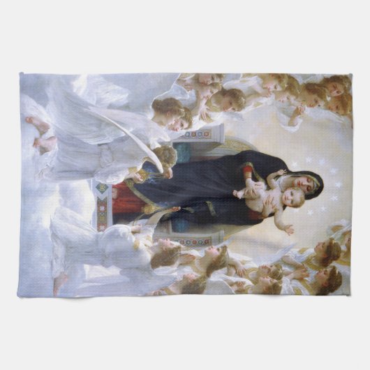 De Maagd met Angels van William Bouguereau Theedoek (Horizontaal)