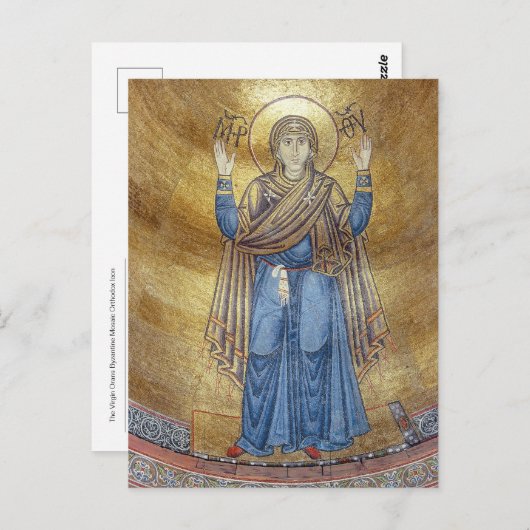 De Maagd Oranje Byzantijns Mozaïek Orthodox Icon Briefkaart (Voorkant / Achterkant)