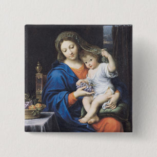 De maagd van de druiven, 1640-50 vierkante button 5,1 cm