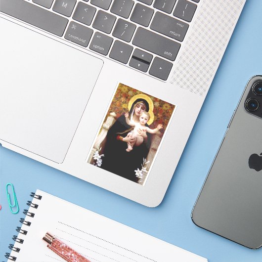 De Maagd van de Lelies Sticker (Laptop met iPhone)