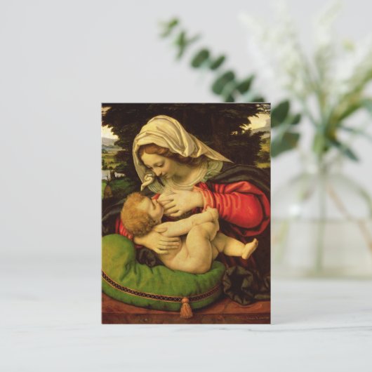 De maagd van het groene kussen, 1507-10 briefkaart (Staand voorkant)