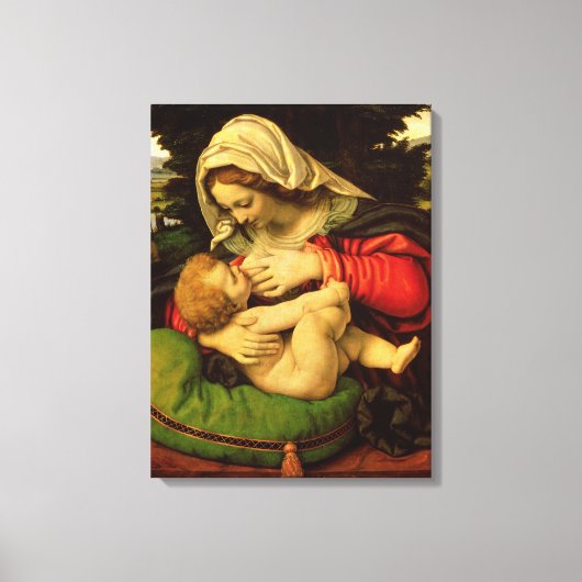 De maagd van het groene kussen, 1507-10 canvas afdruk (Voorkant)