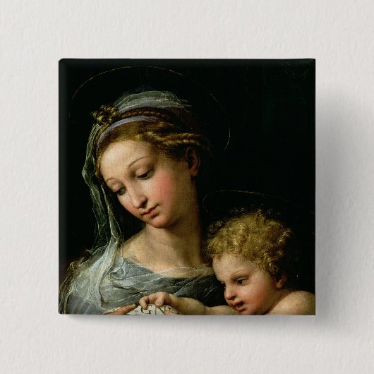 De maagd van het Roos, c.1518 Vierkante Button 5,1 Cm (Voorkant)