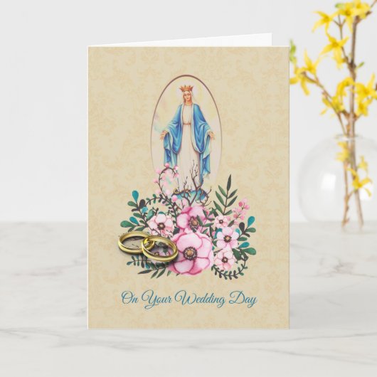 De Maagdelijke Moeder Mary van trouwringen met Kaart (Gele Bloem)