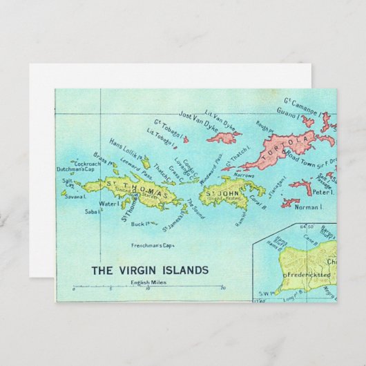 De Maagdeneilanden Vintage Ansichtkaart Briefkaart (Voorkant / Achterkant)
