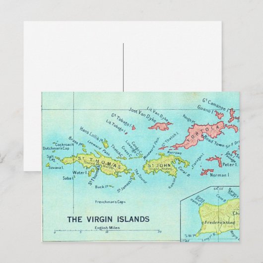 De Maagdeneilanden Vintage Postkaart (Voorkant / Achterkant)