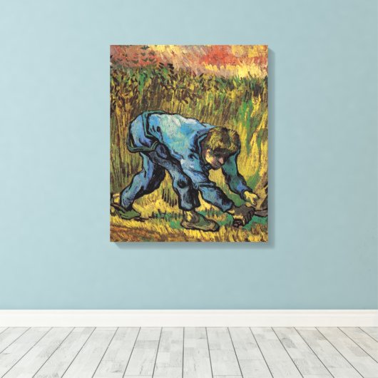 De maaier met sikkel door Vincent van Gogh Canvas Afdruk (Insitu (Houten vloer))