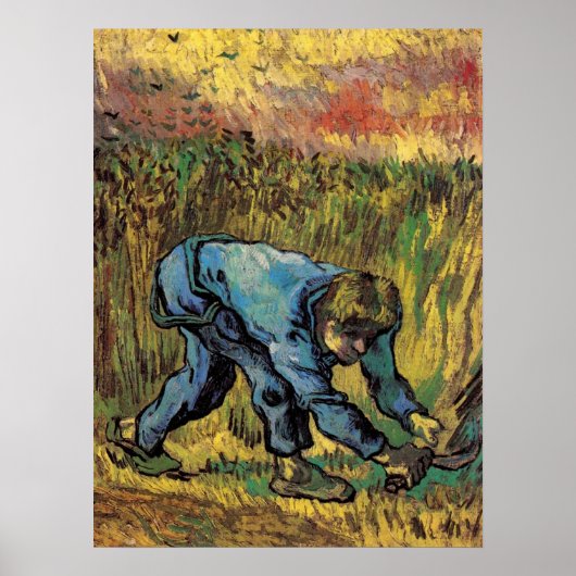 De maaier met sikkel door Vincent van Gogh Poster (Voorkant)