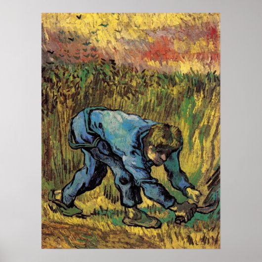 De maaier met sikkel door Vincent van Gogh Poster (Voorkant)