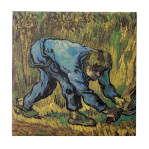 De maaier met sikkel door Vincent van Gogh Tegeltje