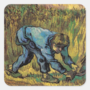 De maaier met sikkel door Vincent van Gogh Vierkante Sticker