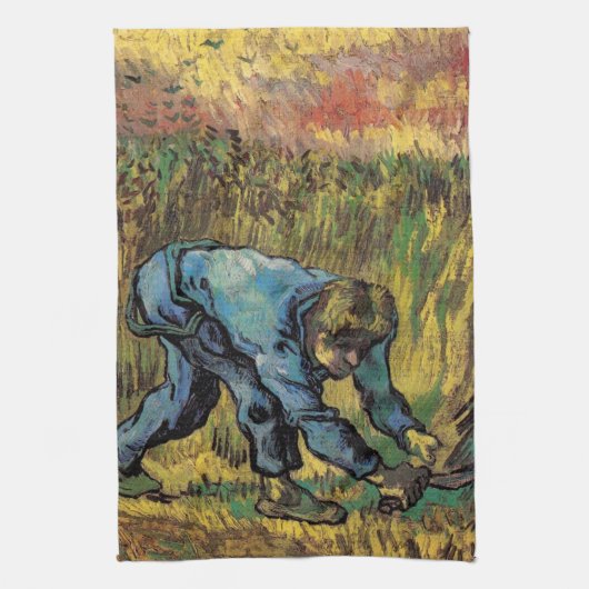 De maaier met sikkel van Vincent van Gogh Theedoek (Verticaal)
