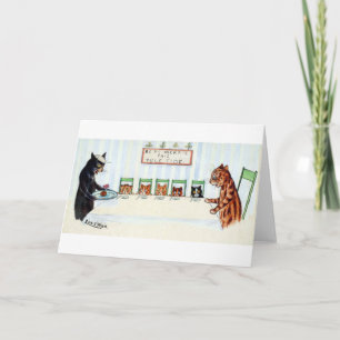 De maaltijd van Kerstmis, Louis Wain Feestdagen Kaart