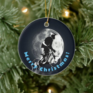 De maan achtervolgen - Mountain Biker Keramisch Ornament
