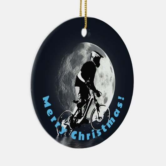 De maan achtervolgen - Mountain Biker Keramisch Ornament (Rechts)