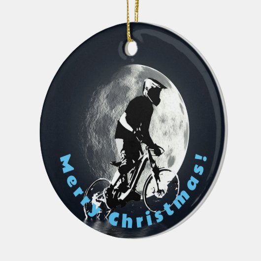 De maan achtervolgen - Mountain Biker Keramisch Ornament (Links)