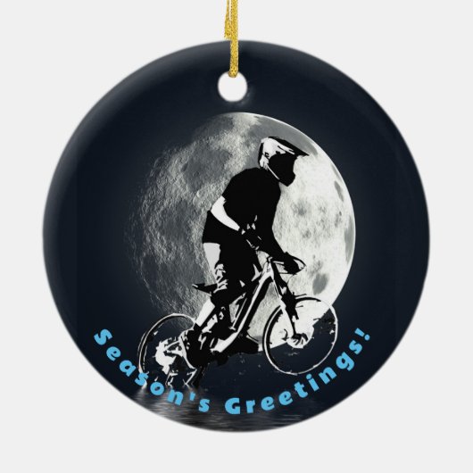 De maan achtervolgen - Mountain Biker Keramisch Ornament (Achterkant)
