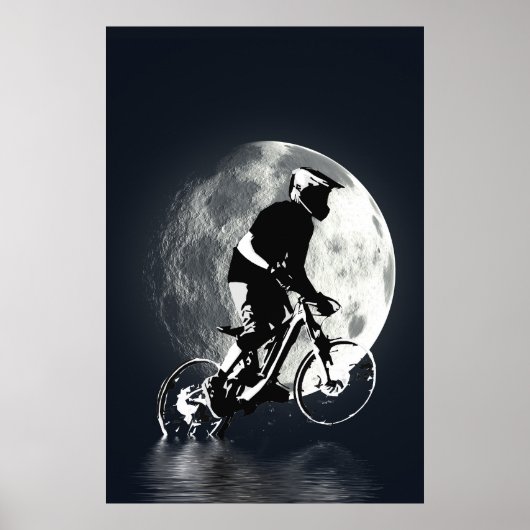 De maan achtervolgen - Mountain Biker Poster (Voorkant)