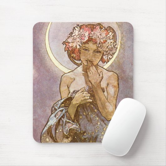 De maan ~ Alphones Mucha Mousepad Muismat (Met muis)