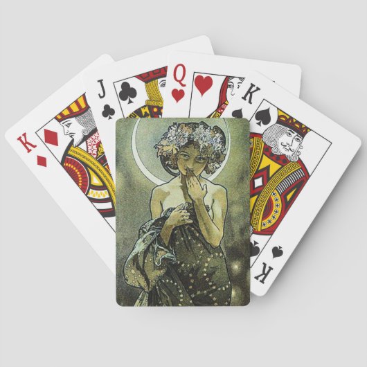 De maan door Alphonse Mucha Pokerkaarten (Achterkant)