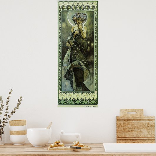 De maan door Alphonse Mucha Poster (Keuken)