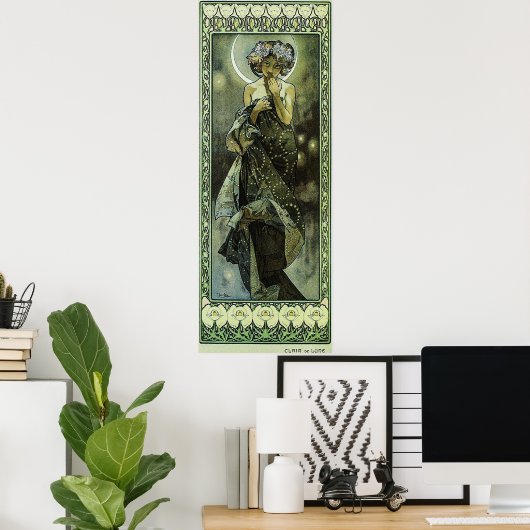 De maan door Alphonse Mucha Poster (Thuiskantoor)