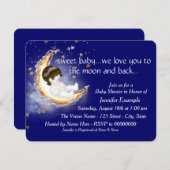 De maan en de rug baby boy douche kaart (Voorkant / Achterkant)