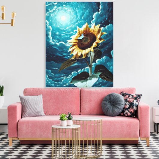 De maan en de zon canvas afdruk (Insitu (Woonkamer))