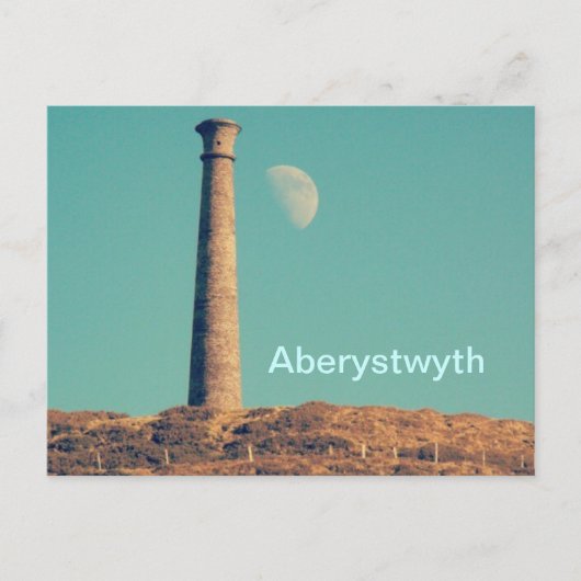 De maan en een toren: Aberystwyth Briefkaart (Voorkant)