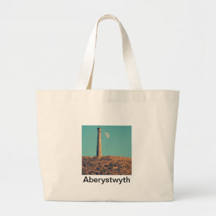 De maan en een toren: Aberystwyth Grote Tote Bag