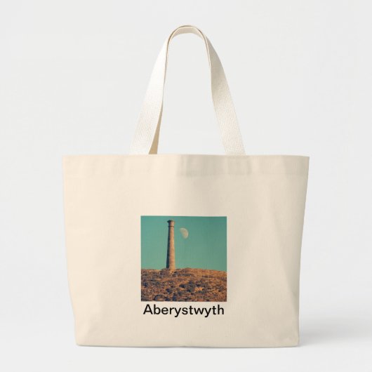 De maan en een toren: Aberystwyth Grote Tote Bag (Voorkant)