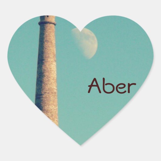 De maan en een toren: Aberystwyth Hart Sticker (Voorkant)