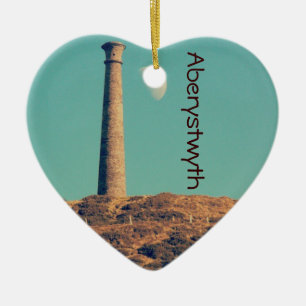 De maan en een toren: Aberystwyth Keramisch Ornament