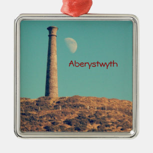 De maan en een toren: Aberystwyth Metalen Ornament