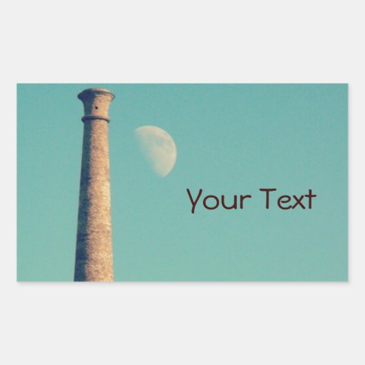 De maan en een toren: Aberystwyth Rechthoekige Sticker (Voorkant)