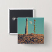 De maan en een toren: Aberystwyth Vierkante Button 5,1 Cm (Voorkant /achterkant)