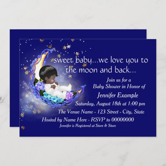 De maan en het Baby shower Kaart (Voorkant / Achterkant)