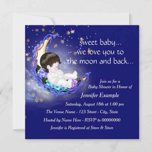 De maan en het Baby shower Kaart (Voorkant)