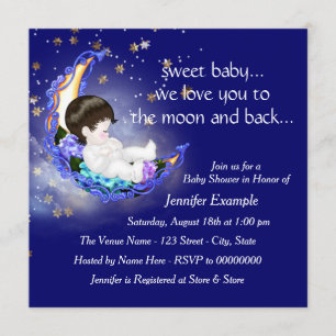 De maan en het Baby shower Kaart